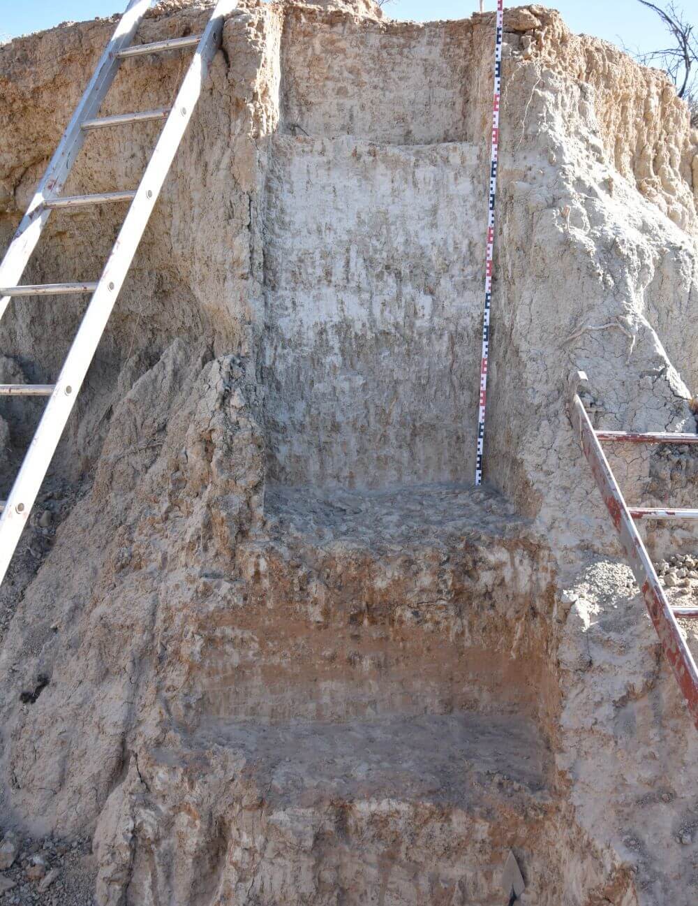 Stratigraphic sequence at Lovedale, featuring layers of sediment deposited by different processes and altered by soil formation.